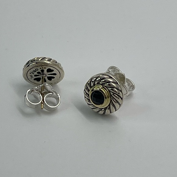 David Yurman Cookie Cutter Earrings with Black Onyx & 14k Gold - Picture 8 of 14